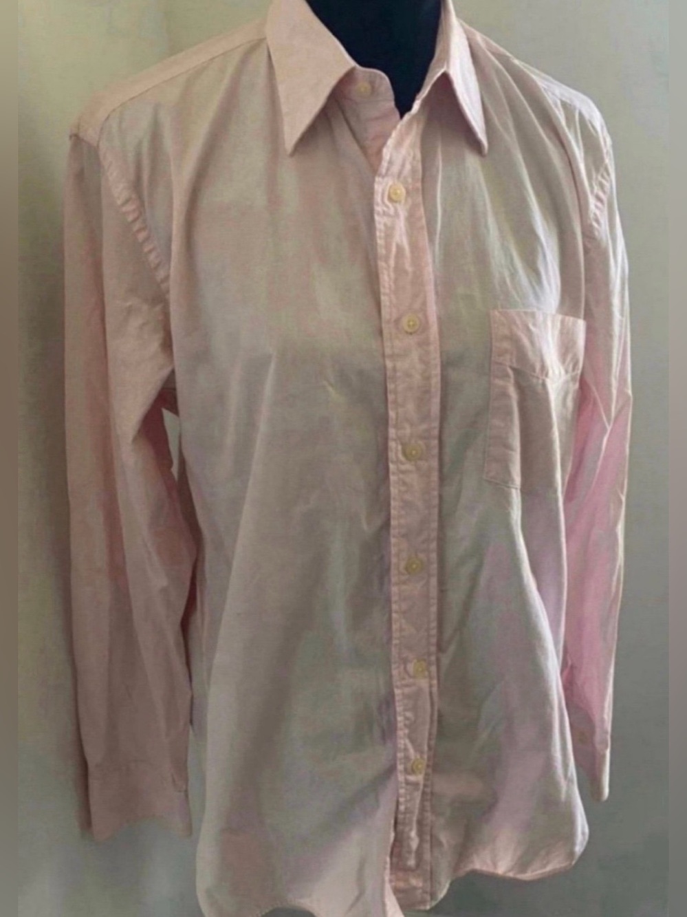 Classic Men's Light Pink Long Sleeve Button-Down Shirt (Size M)